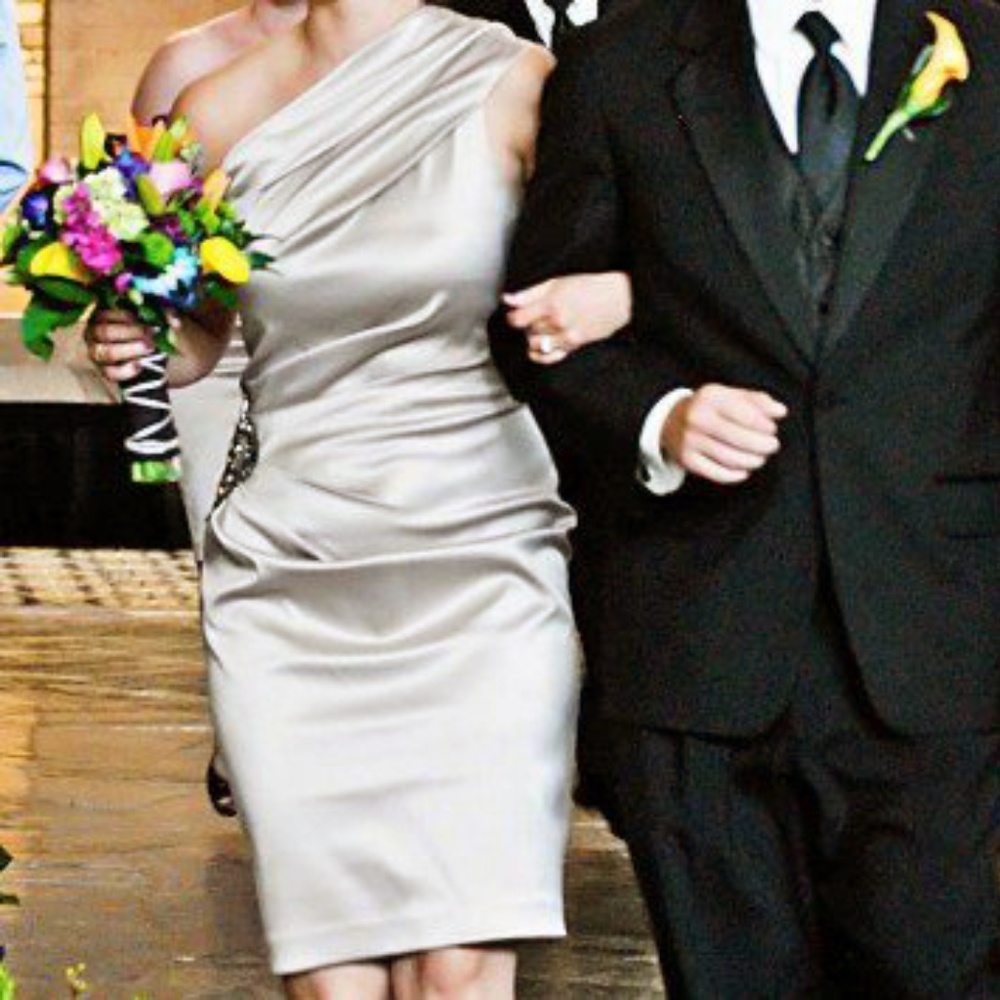 One Shoulder Knee Length Dress